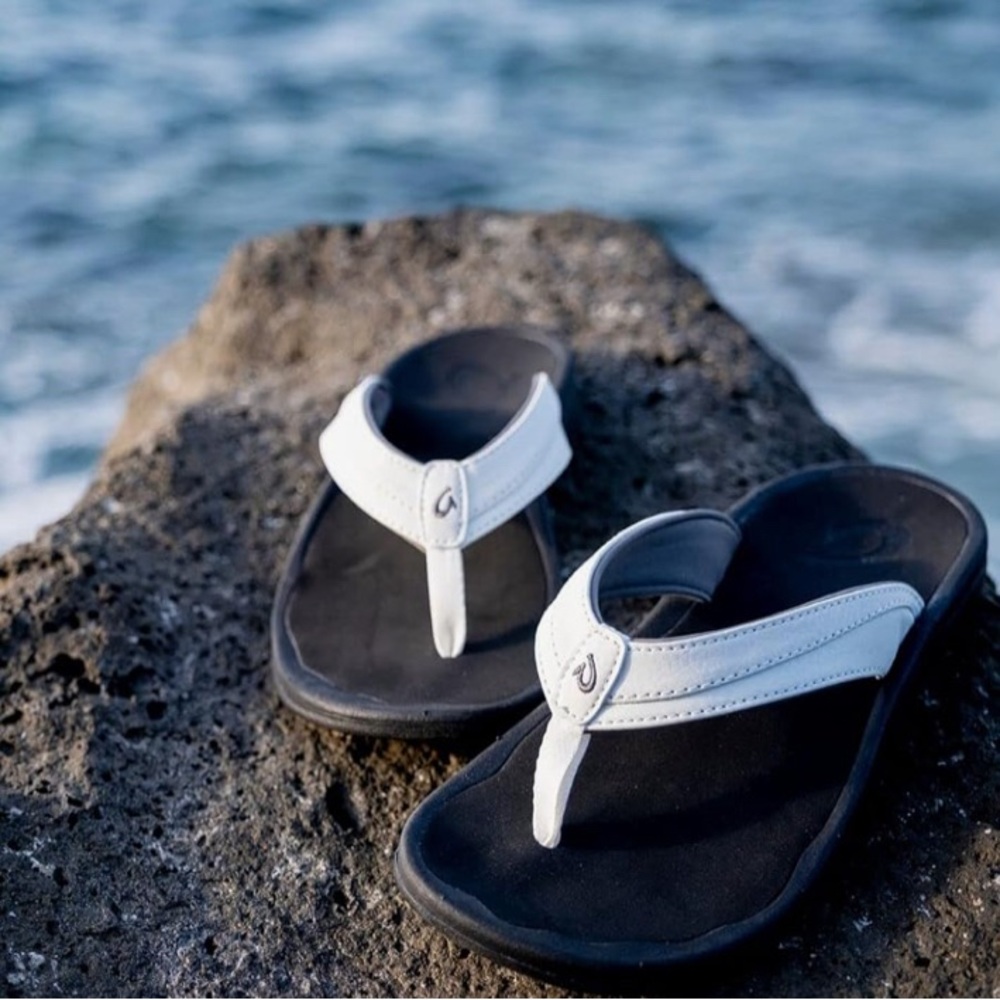 NWT [OluKai] Ohana Bight White/Hua Slip-On Flip Flop Thong Sandals Women’s 5.0 - Picture 5 of 16